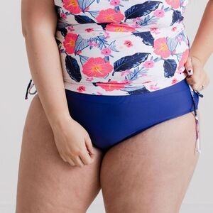 NWT 2XL Mid Rise Full Coverage Bikini Swim Bottom Sapphire Blue